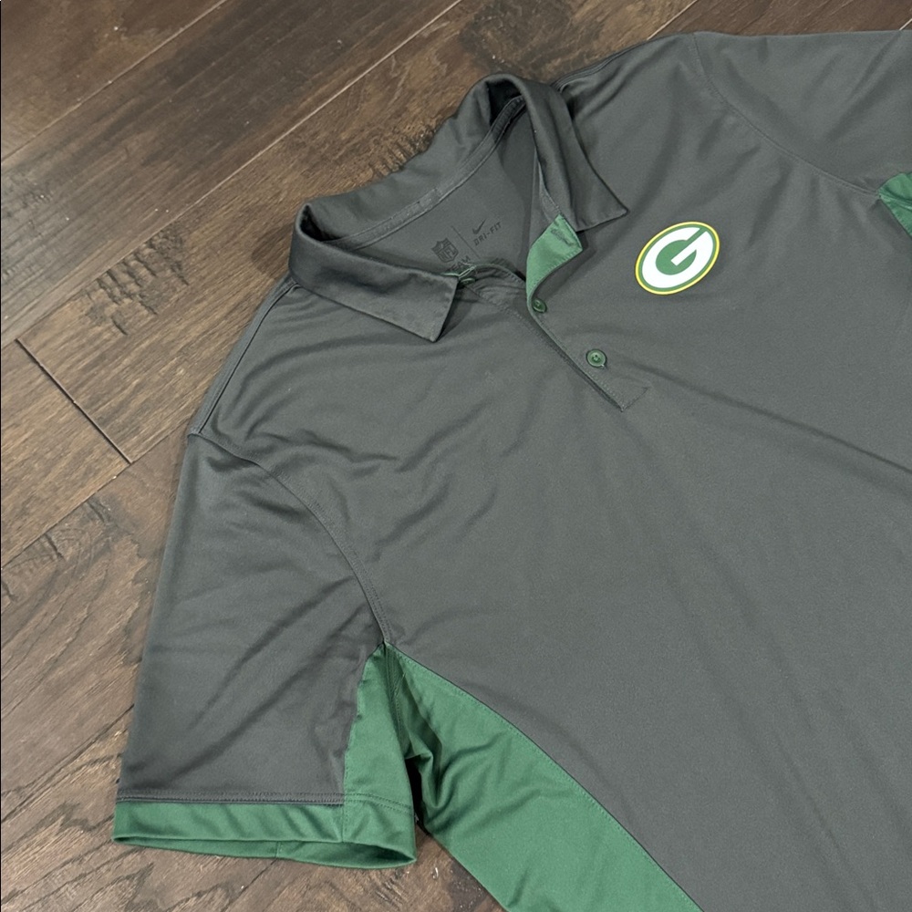 Nike Dri-Fit NFL Team Apparel Green Bay Packers Men's Polo Size Large Gray/Green - Picture 2 of 7